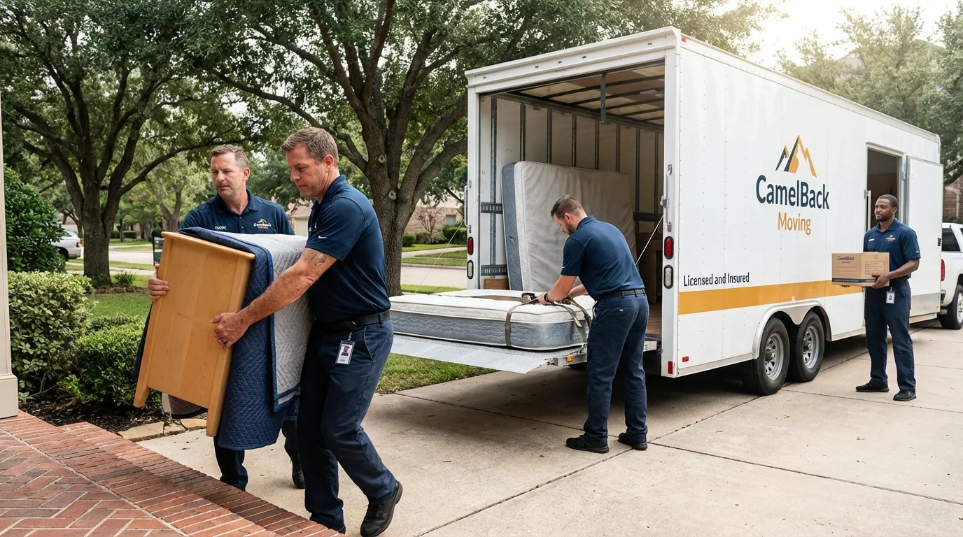 Crew loading residential truck for cross-state move from Highland Falls, NY