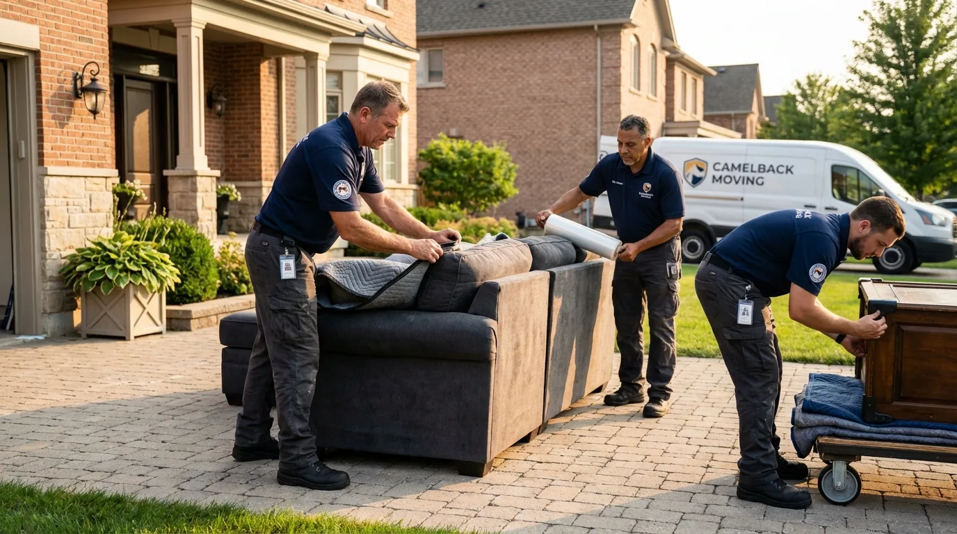 Large estate moving crew wrapping furniture in Highland Falls, NY