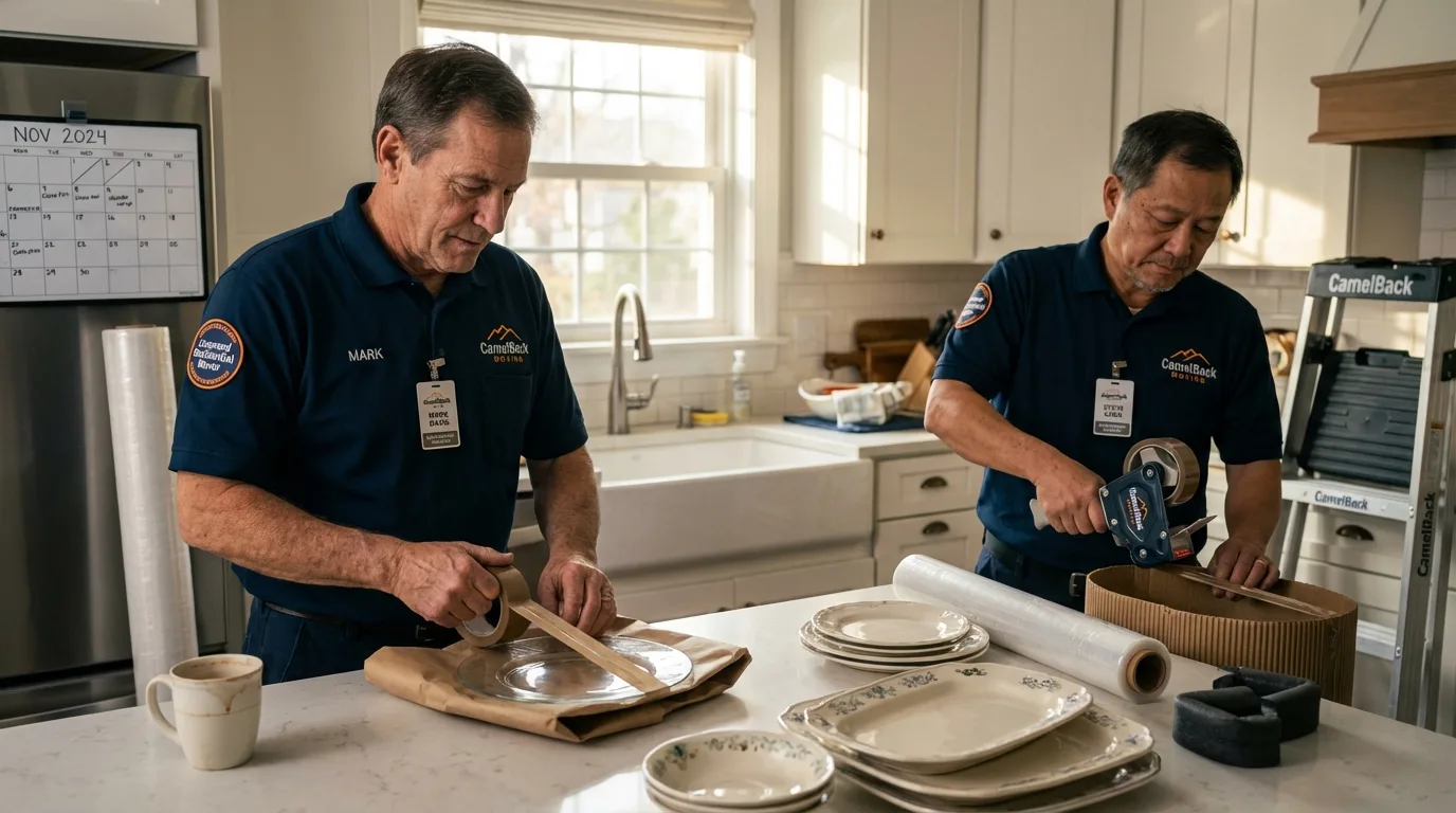 Professional crew packing kitchen dishware in Highland Falls, NY