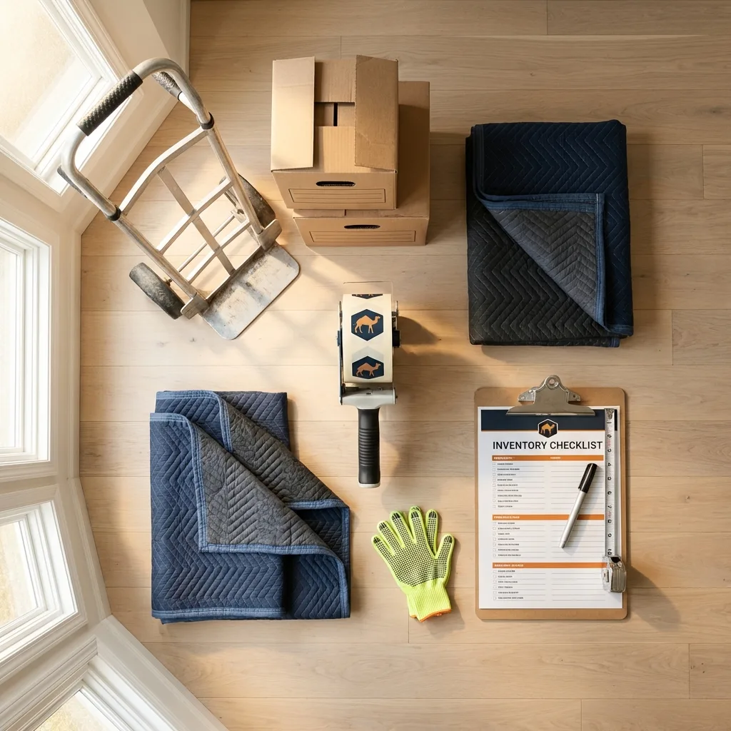 Professional moving supplies and packing materials layout for Highland Falls residential relocations